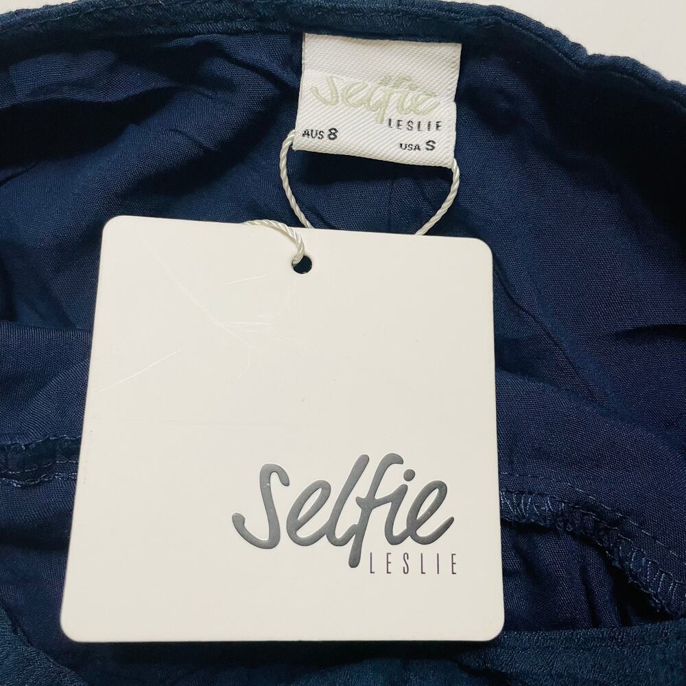 Selfie Leslie Pepita Cami Navy Wrap Ruffle Dress - Picture 6 of 11
